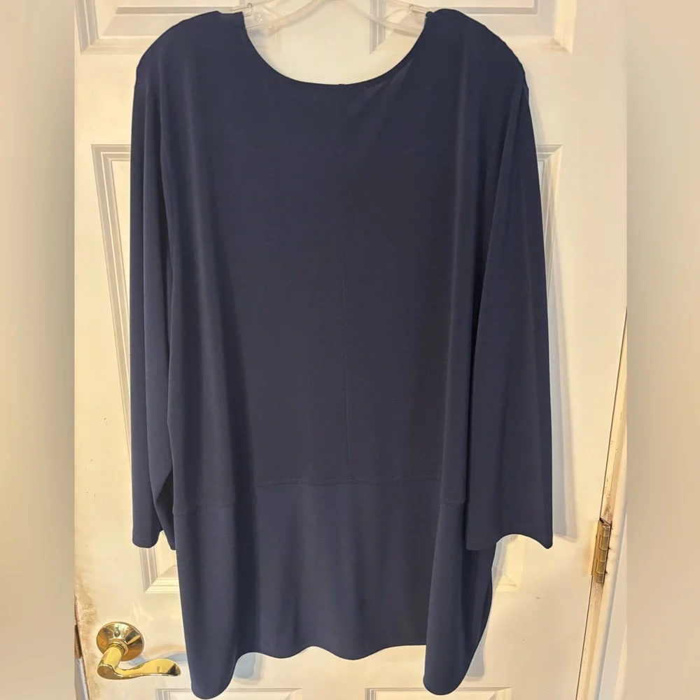 Lauren Ralph Lauren Navy Blue Keyhole Matte Jersey Tunic - 3X - Picture 3 of 6